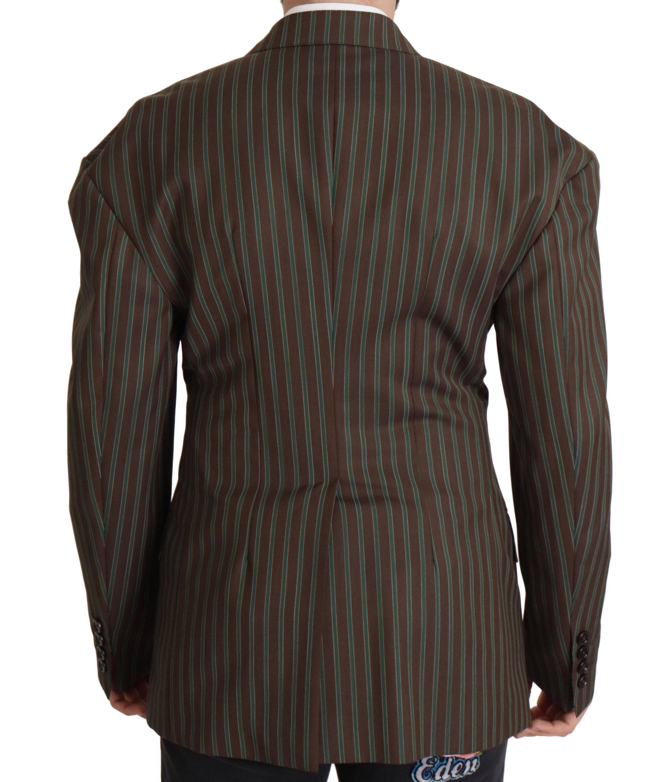Blazer double boutonnage Dolce & Gabbana à rayures multicolores, veste élégante pour homme ou femme.