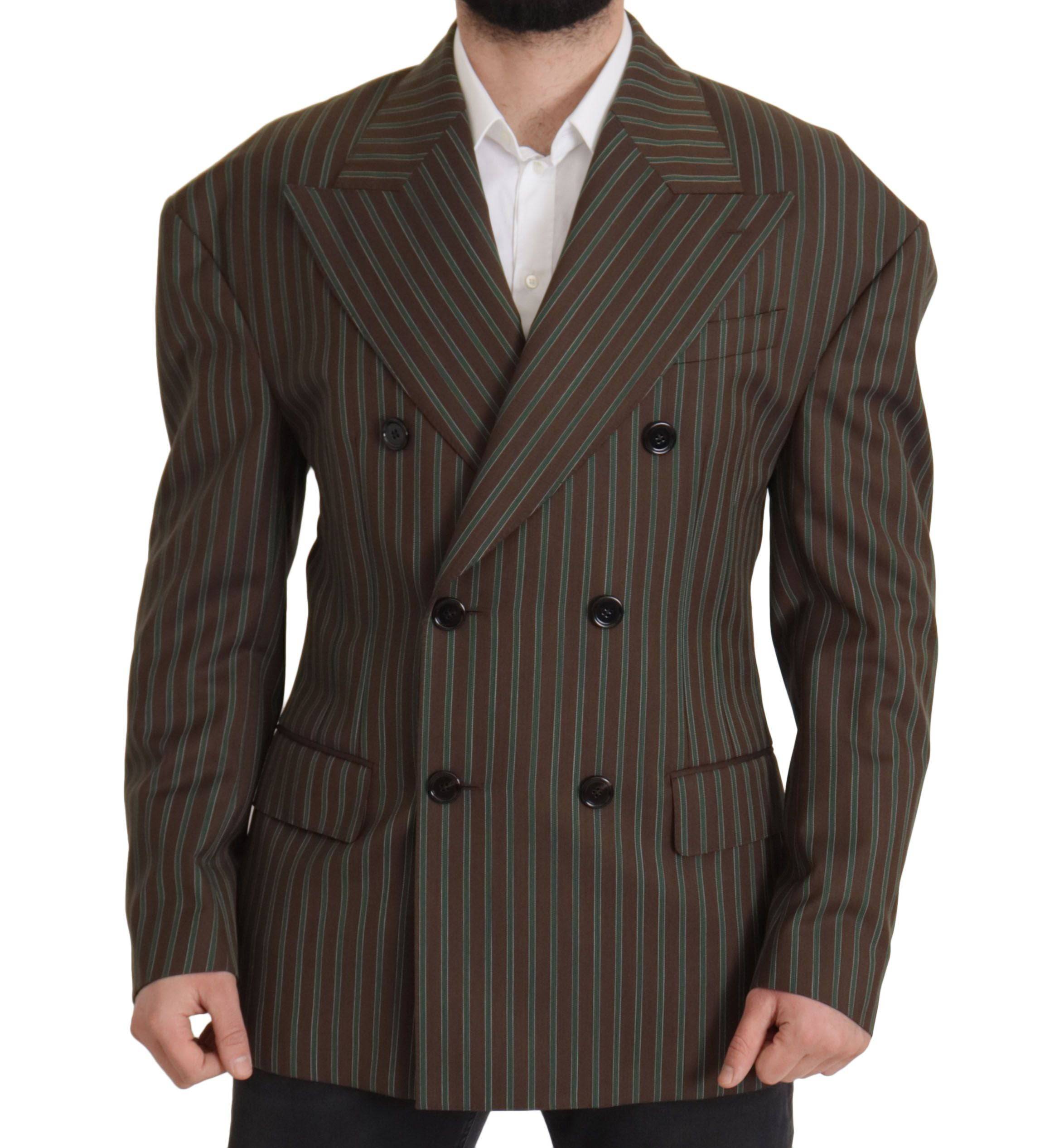 Veste blazer à rayures multicolores Dolce & Gabbana à double boutonnage, mode élégante et chic.