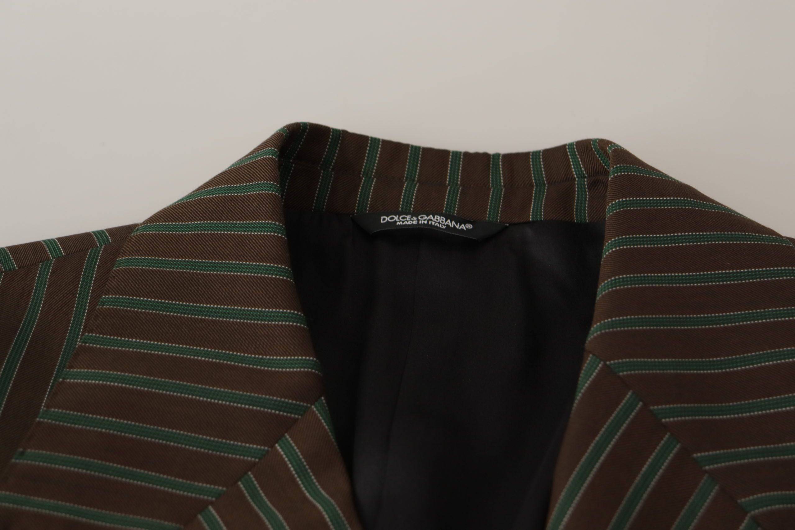 Blazer double boutonnage à rayures multicolores de Dolce & Gabbana, veste élégante pour homme ou femme.