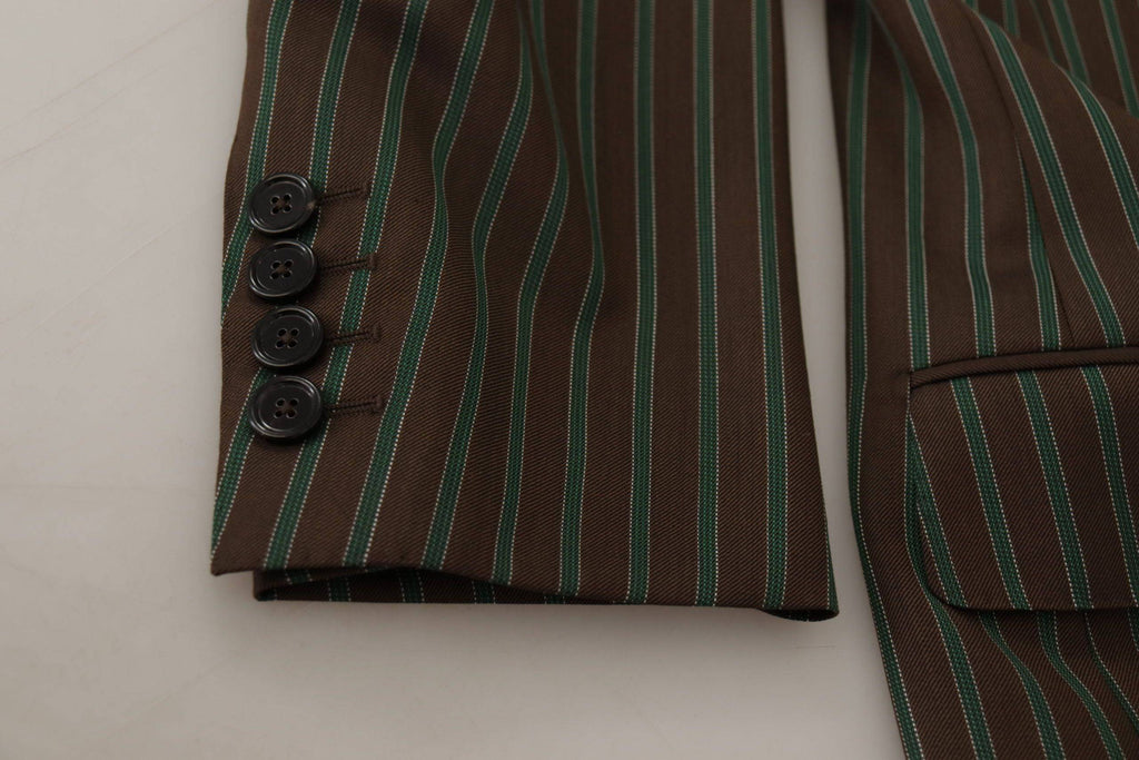 Blazer Dolce & Gabbana à rayures multicolores, croisé double boutonnage, tissu élégant et mode sophistiquée.