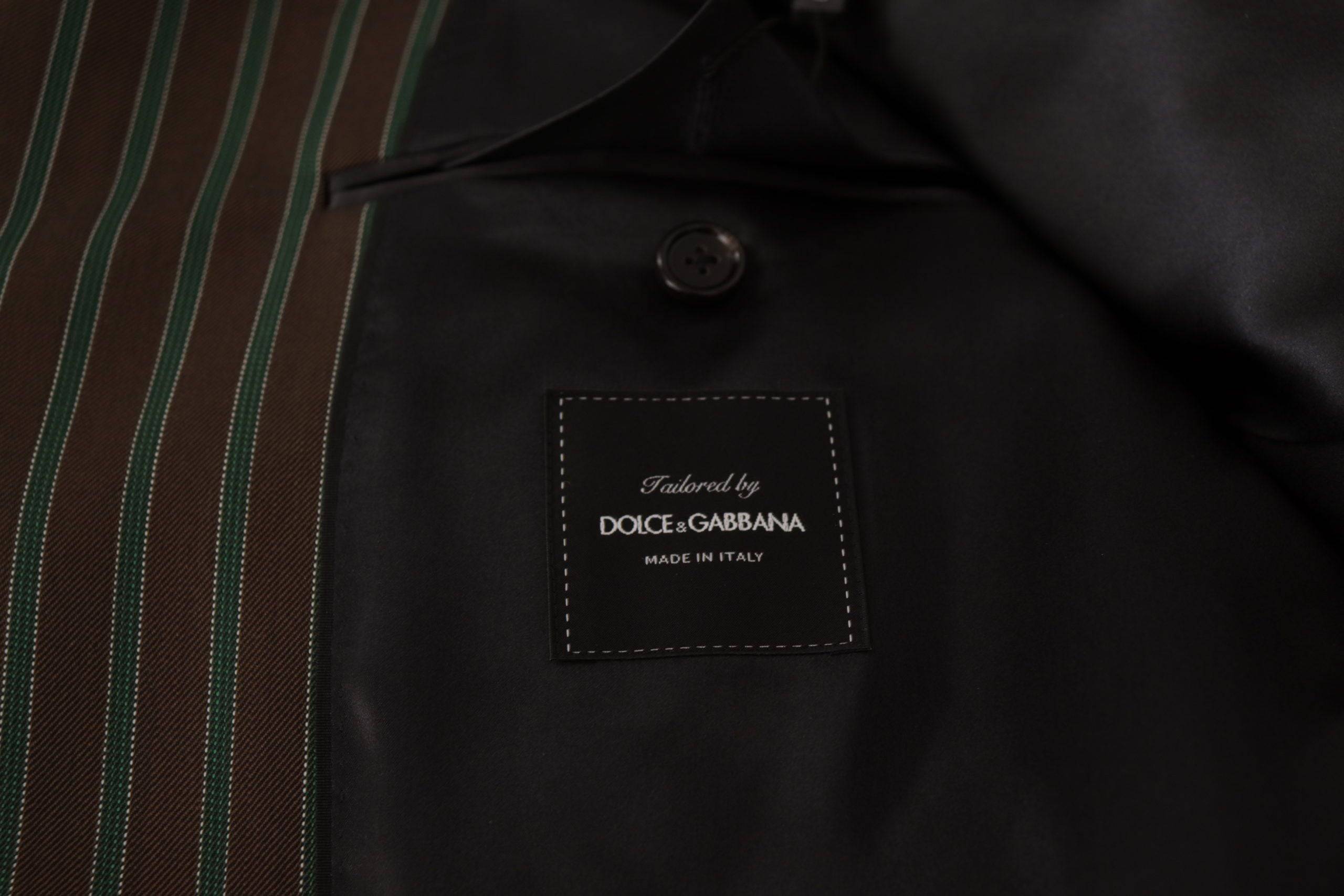 Blazer pour homme Dolce & Gabbana à rayures multicolores, double boutonnage, coupe élégante et tissu de qualité.