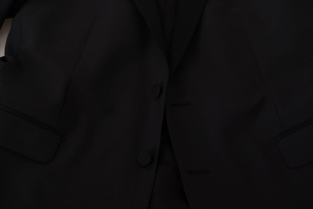 Veste blazer noire à un bouton Dolce & Gabbana MARTINI, coupe classique, en tissu élégant, vue de face.
