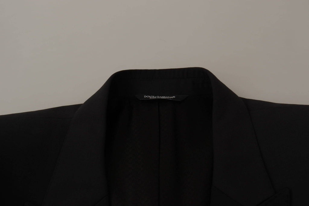 Veste blazer Dolce & Gabbana Martini bleu foncé à un bouton, style croisé, en tissu élégant, vue de face.