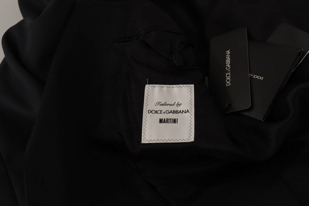 Blazer Martini bleu foncé à un bouton Dolce & Gabbana, veste homme en tissu élégant, style classique et sophistiqué.