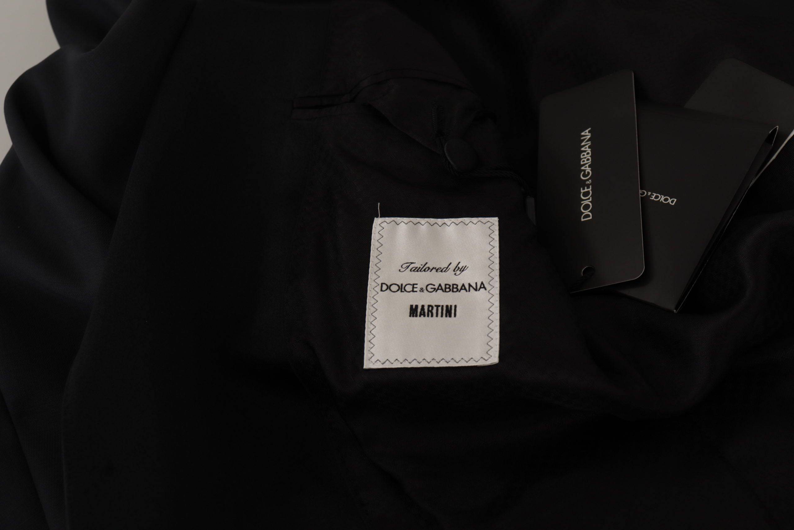 Blazer Martini bleu foncé à un bouton Dolce & Gabbana, veste homme en tissu élégant, style classique et sophistiqué.