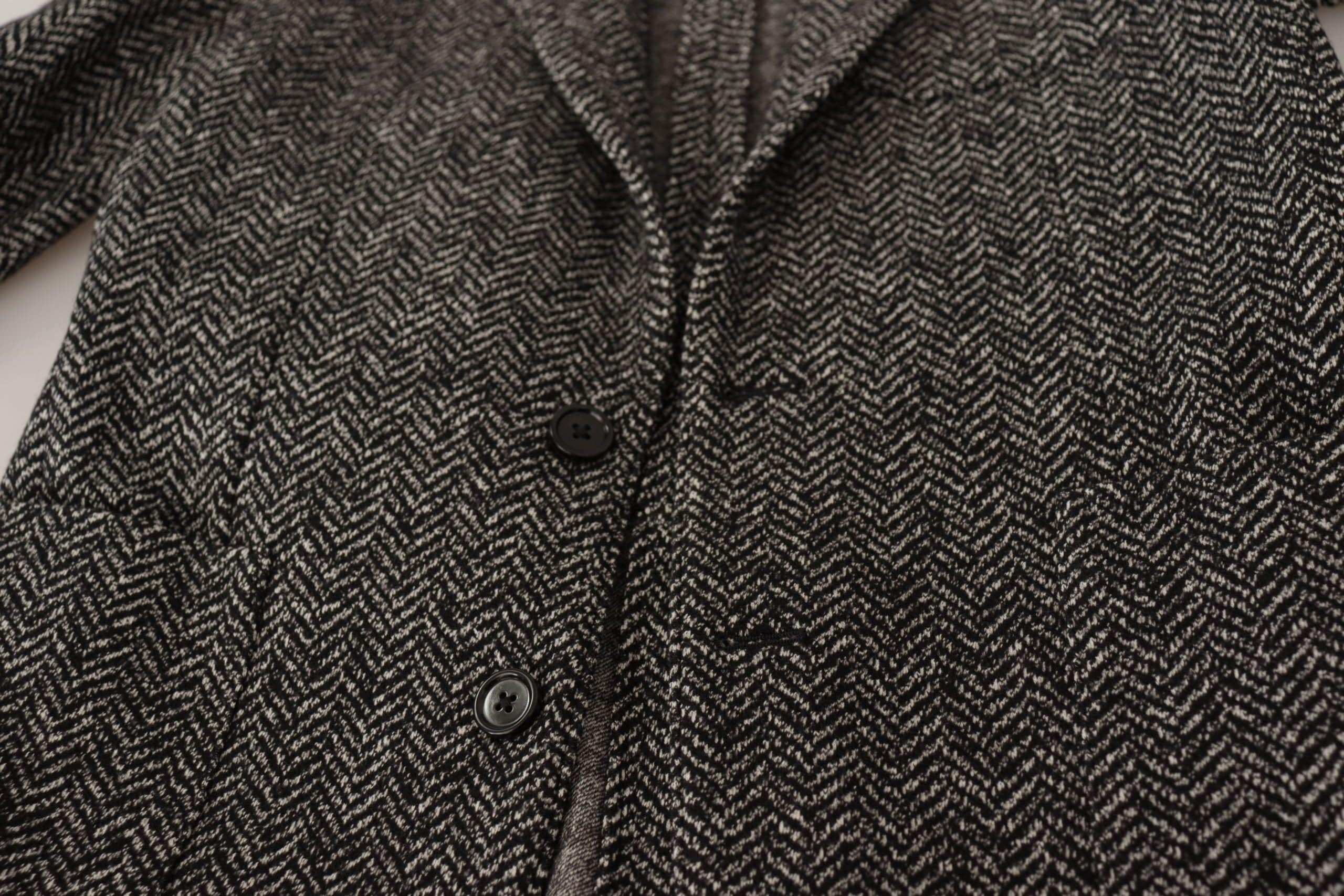 Blazer fantaisie gris en coton de Dolce & Gabbana, coupe croisée simple, détails élégants et finition soignée.