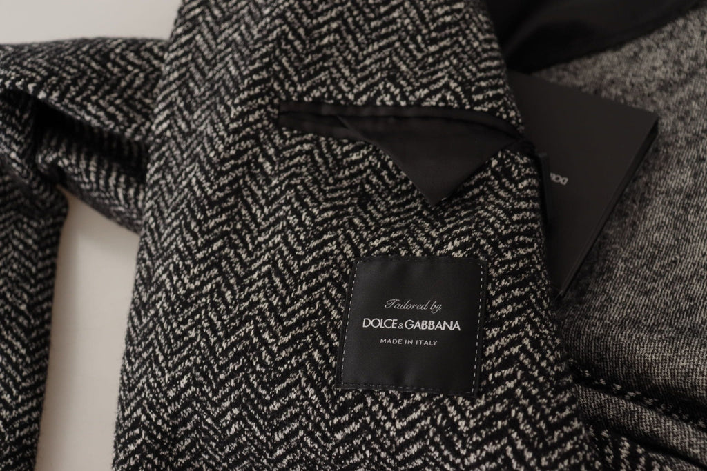Blazer fantaisie gris en coton Dolce & Gabbana, coupe single breasted, détail élégant et tissu doux visible sur l'image.