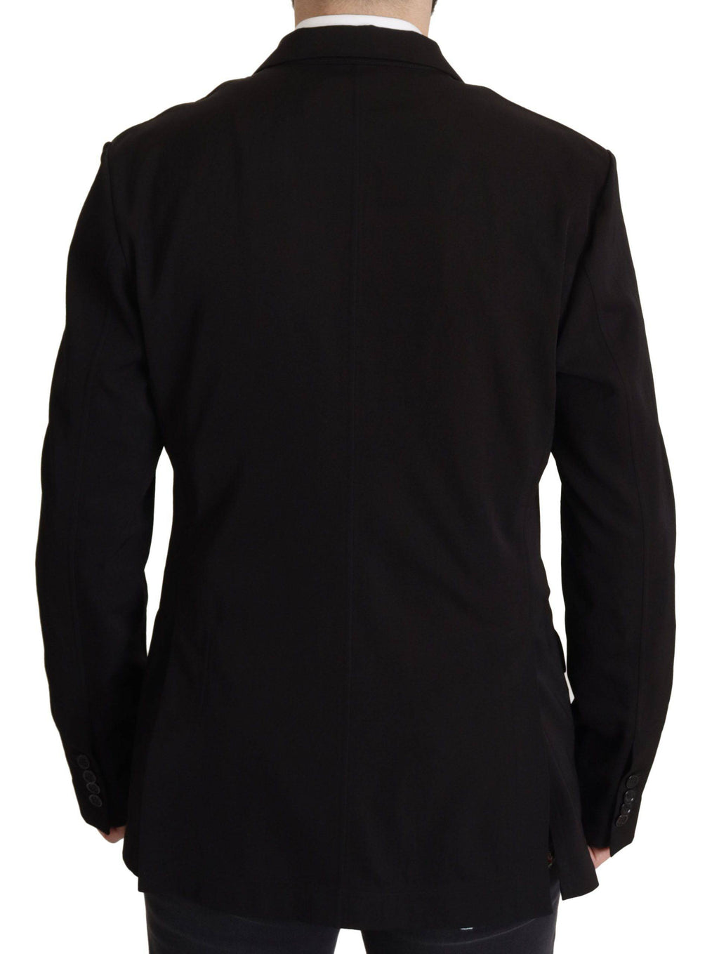 Manteau blazer noir en laine à un seul boutonnage de Dolce & Gabbana, coupe élégante et classique pour homme.