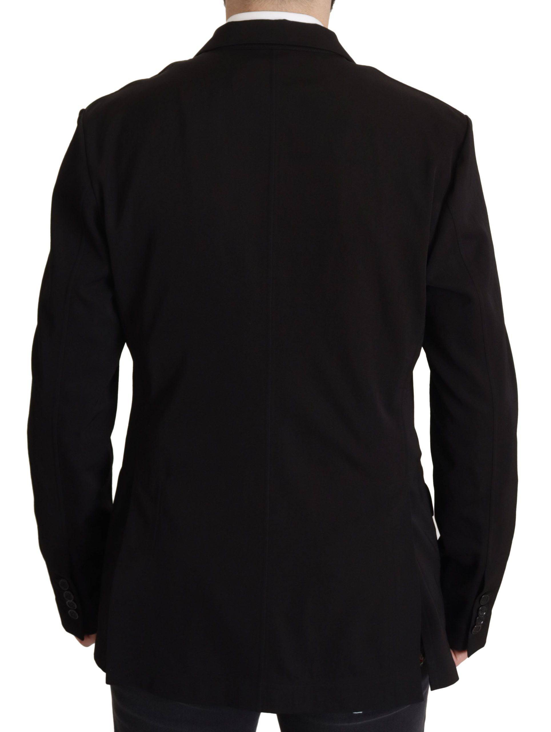 Manteau blazer noir en laine à un seul boutonnage de Dolce & Gabbana, coupe élégante et classique pour homme.