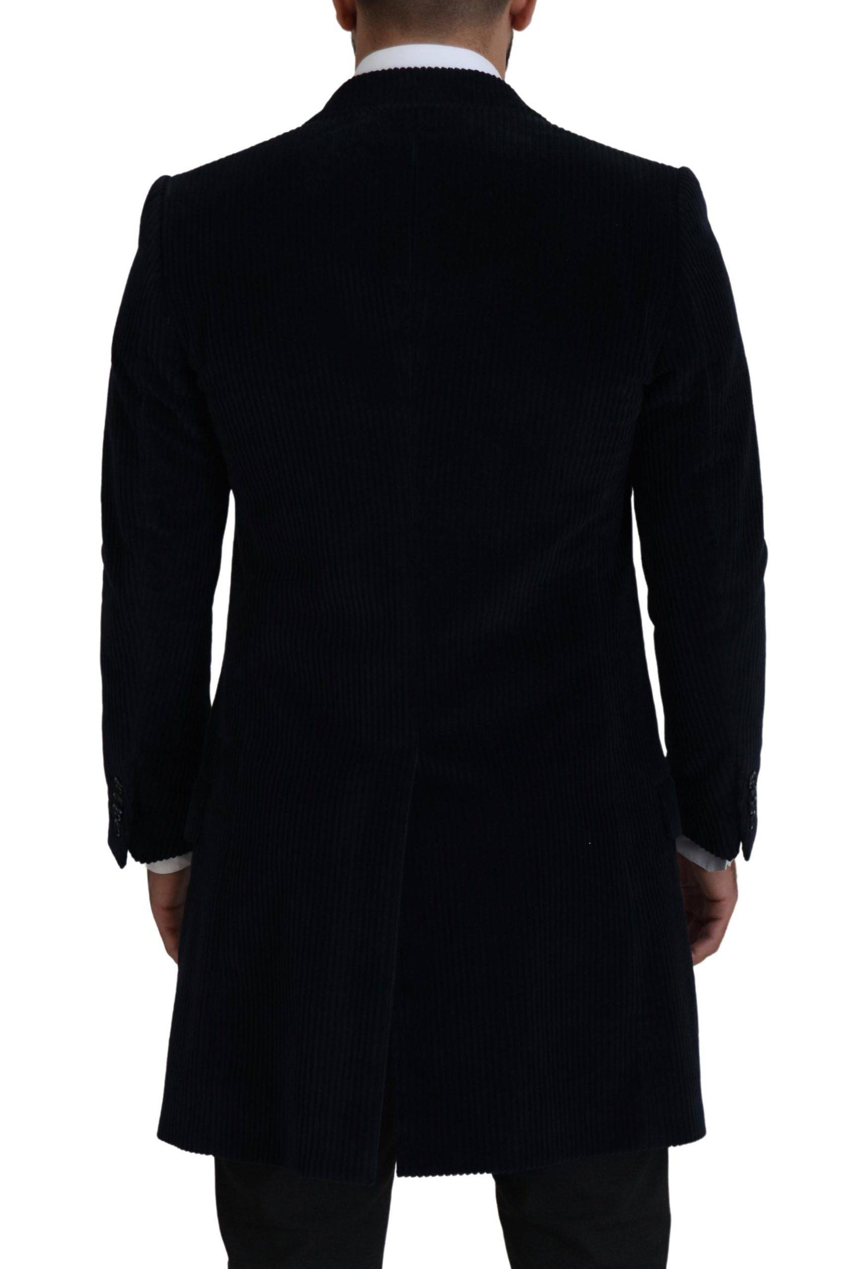 Veste cardigan longue en coton noir de Dolce & Gabbana pour homme, style élégant et moderne.