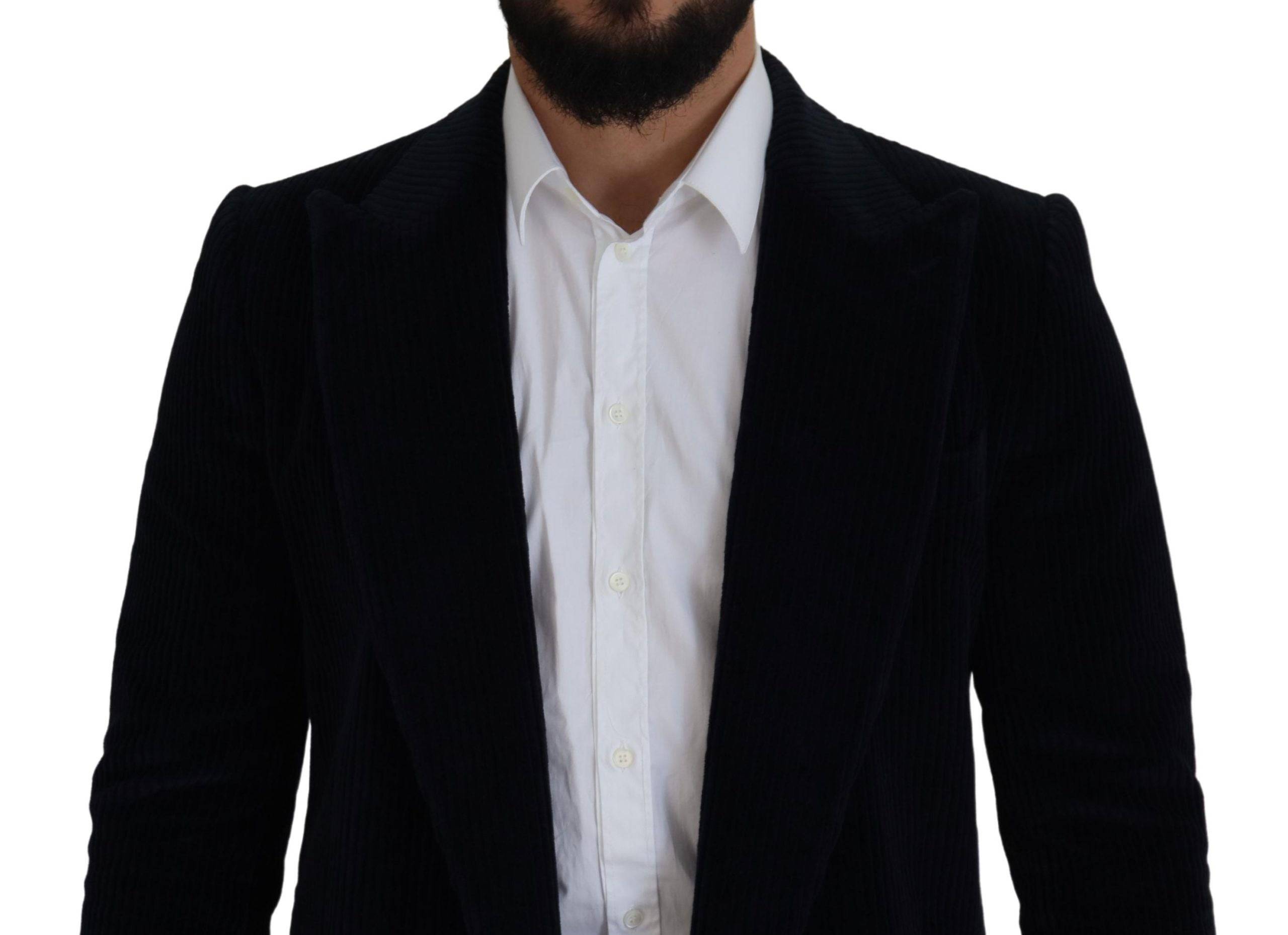 Cardigan long en coton noir Dolce & Gabbana pour homme, veste élégante avec col et boutons, style classique et sophistiqué.