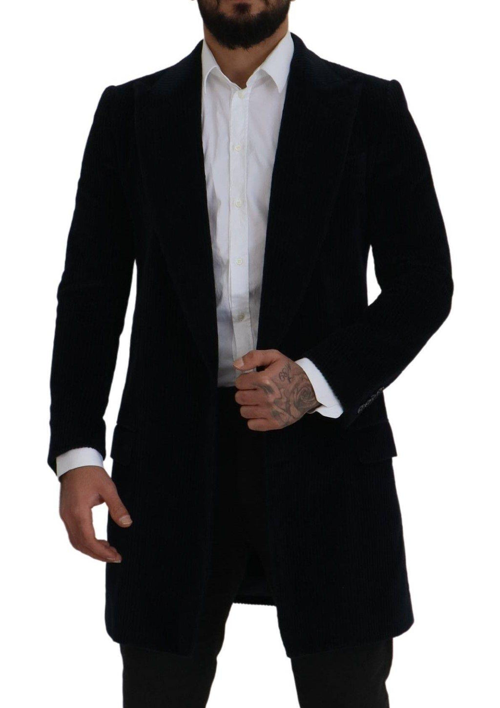 Cardigan long en coton noir Dolce & Gabbana pour homme, veste élégante avec détails sophistiqués, portée décontractée ou habillée.