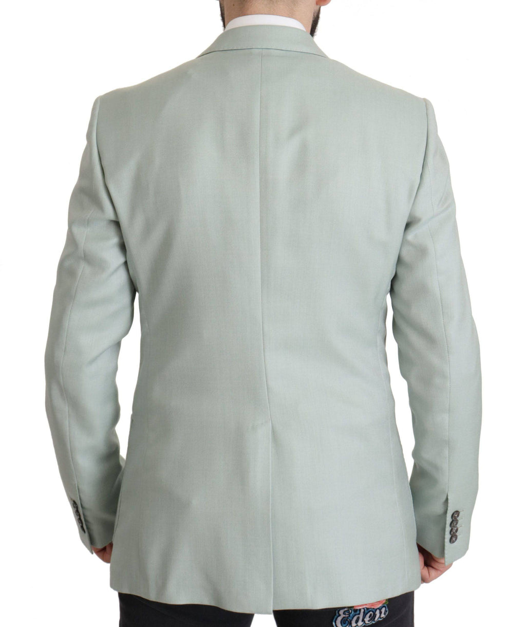 Veste blazer en cachemire vert Dolce & Gabbana, élégante et chic, portée sur un mannequin.