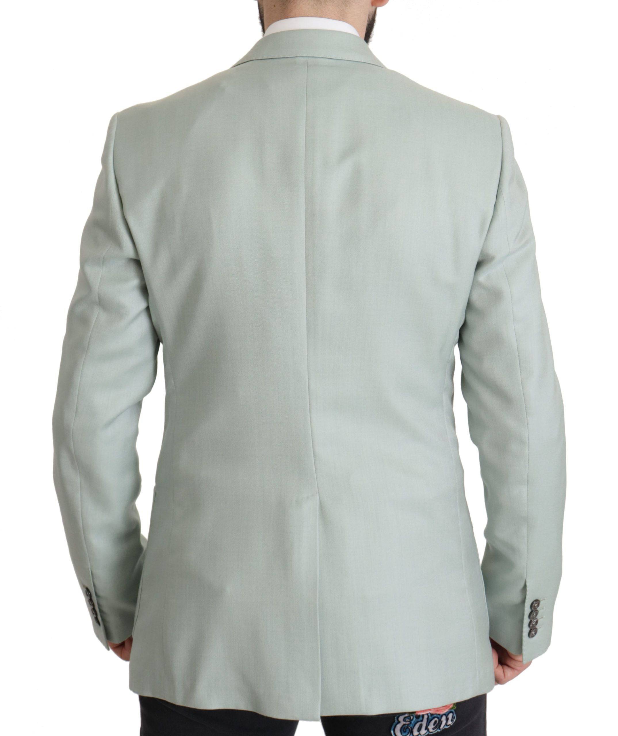 Veste blazer en cachemire vert Dolce & Gabbana, élégante et chic, portée sur un mannequin.