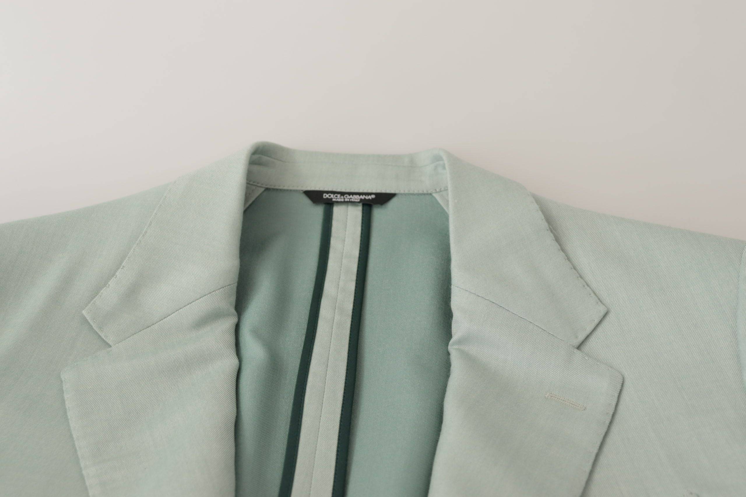 Veste blazer en cachemire vert de Dolce & Gabbana, élégante et élégante, avec coupe classique et détails sophistiqués.