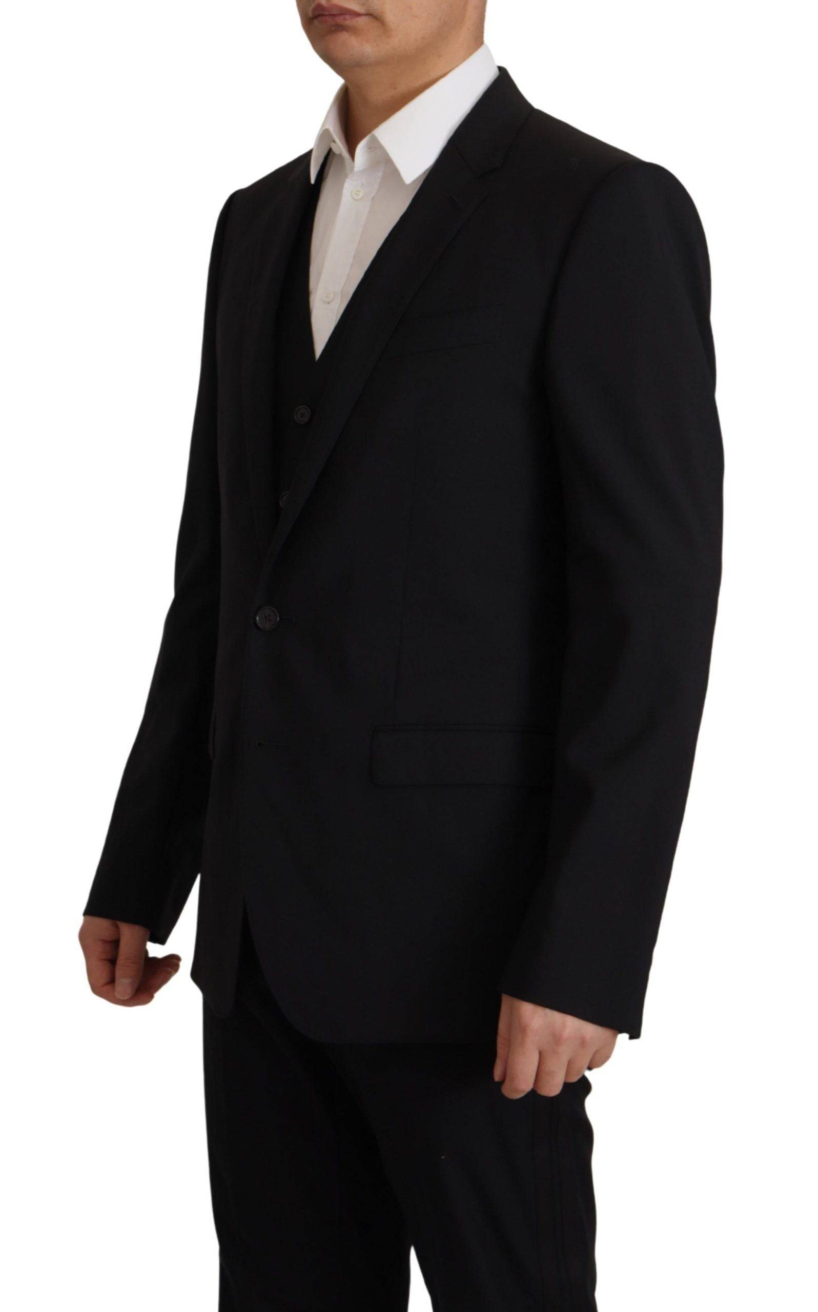 Veste gilet noire Dolce & Gabbana 2 pièces Martini Blazer, élégante et sophistiquée, portée sur un mannequin.