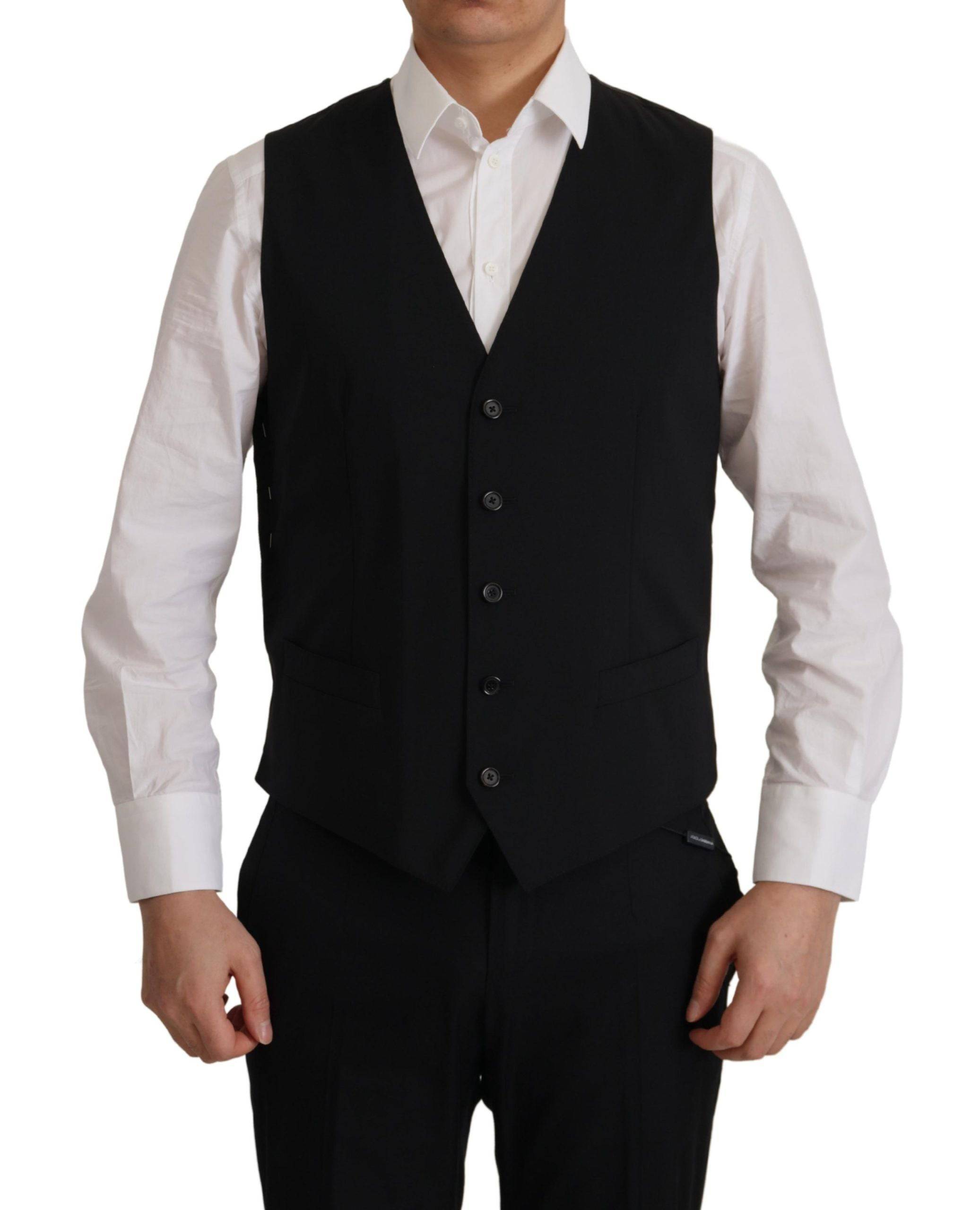 Veste et gilet noir Dolce & Gabbana, ensemble 2 pièces Martini Blazer, détail élégant en tissu de qualité.