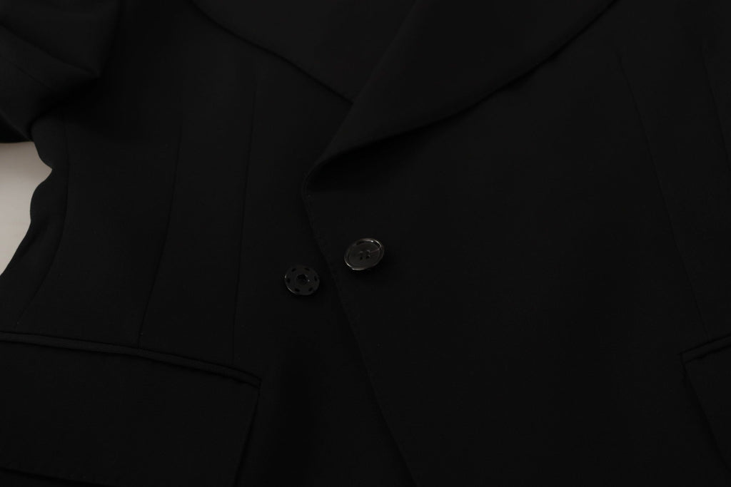 Blazer noir en laine à simple boutonnage de Dolce & Gabbana, veste élégante pour homme ou femme.