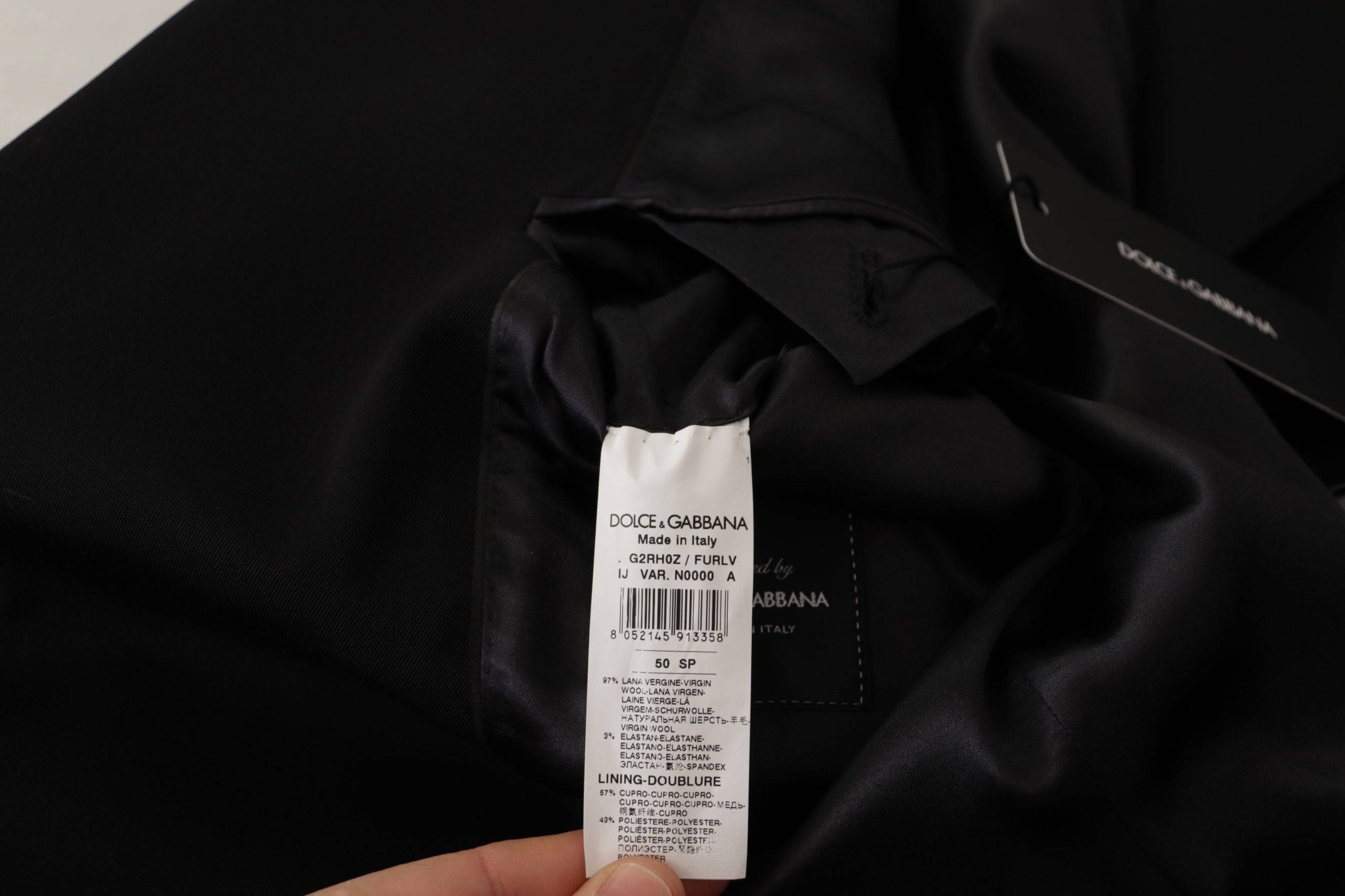 Veste blazer noire en laine à un seul bouton de Dolce & Gabbana, élégante et ajustée, pour un look sophistiqué.