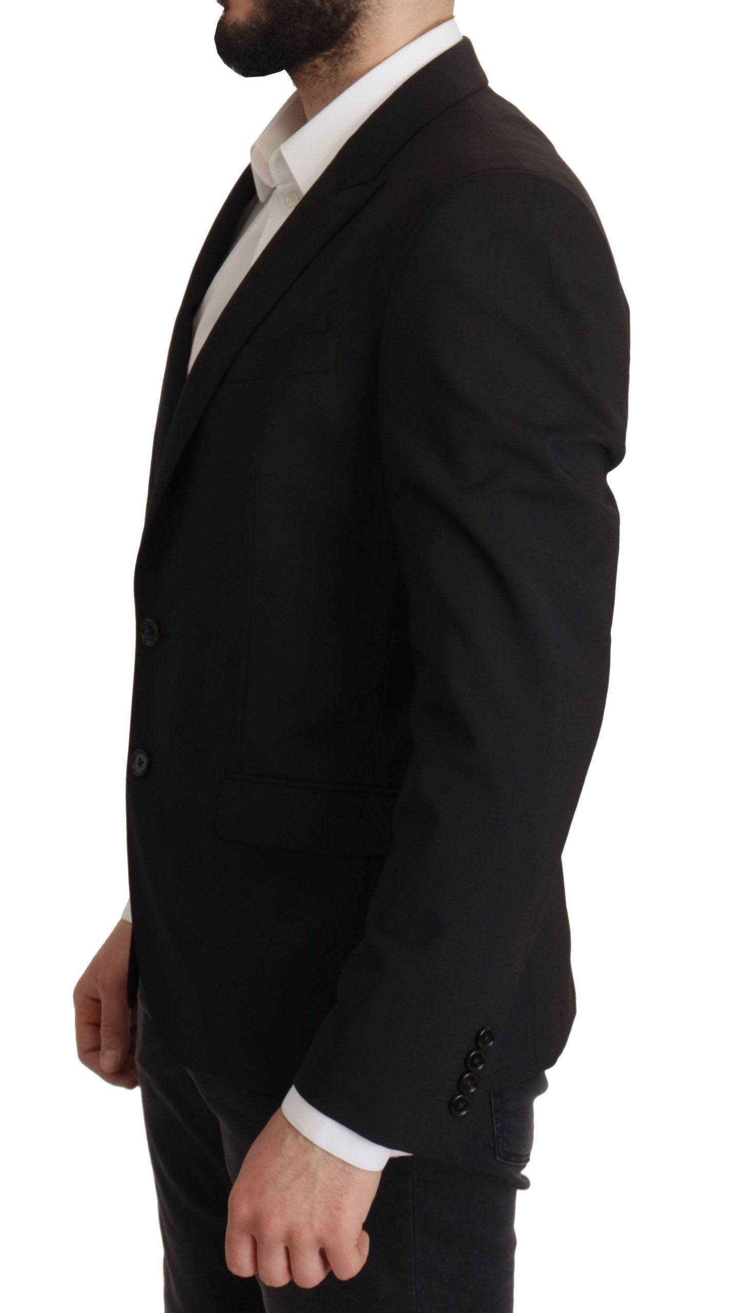 Veste noire Dolce & Gabbana, blazer à un bouton, coupe classique, en tissu élégant, vue de face.
