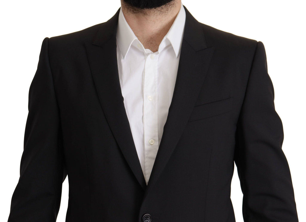 Veste noire Dolce & Gabbana Martini blazer à fermeture simple, tissu élégant, coupe classique et style sophistiqué.