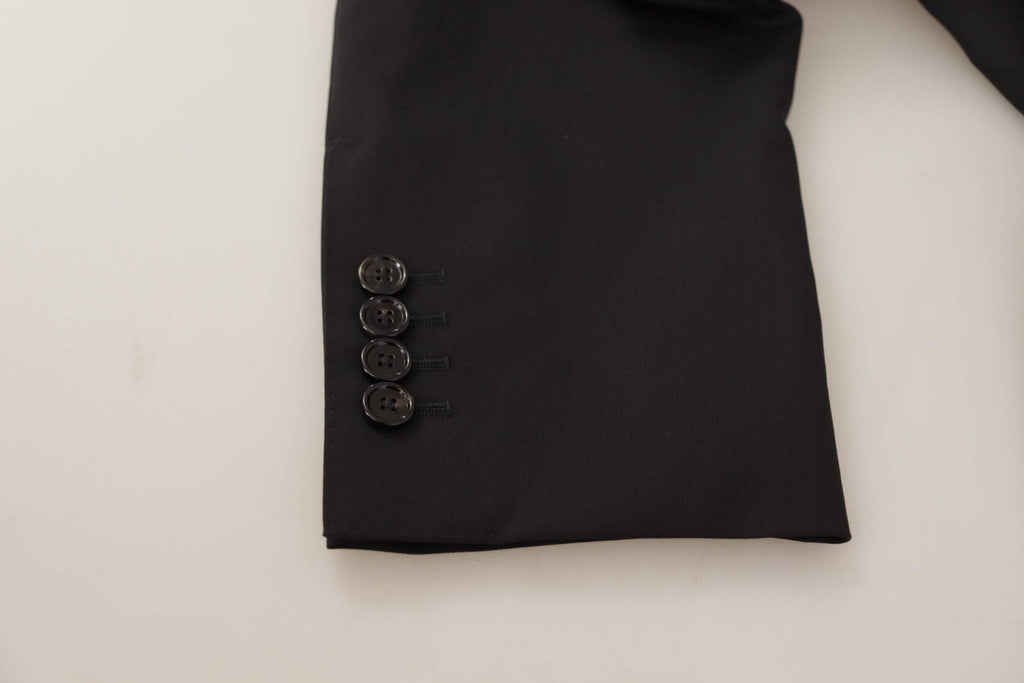 Veste blazer noire Dolce & Gabbana à un seul bouton, style Martini, en tissu élégant, vue de face sur fond neutre.
