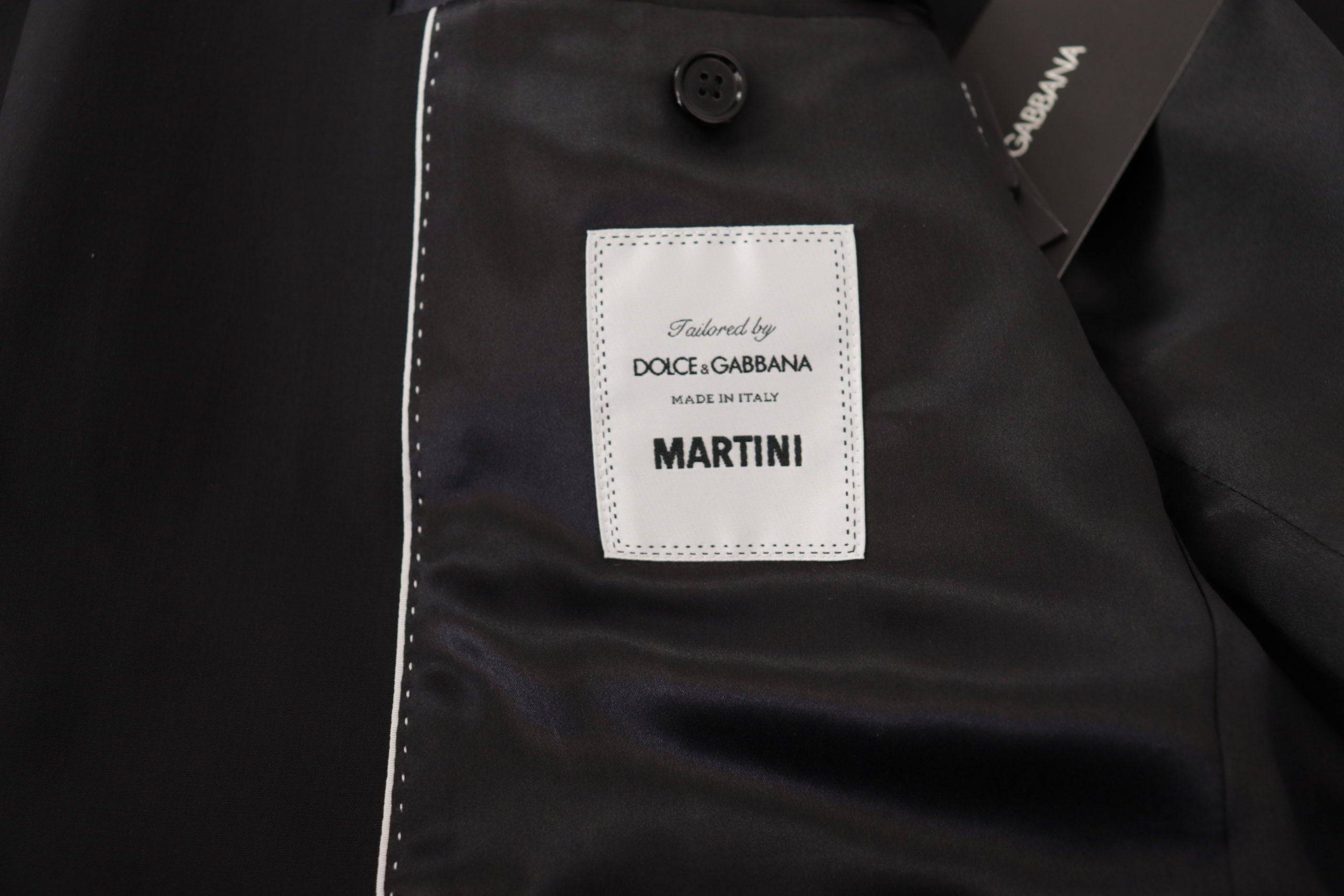 Veste blazer noire à un bouton Dolce & Gabbana Martini, coupe classique, en tissu élégant, vue de face.