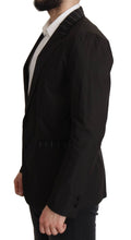 Veste blazer noire en coton à une boutonnière de Dolce & Gabbana, coupe élégante et style classique.