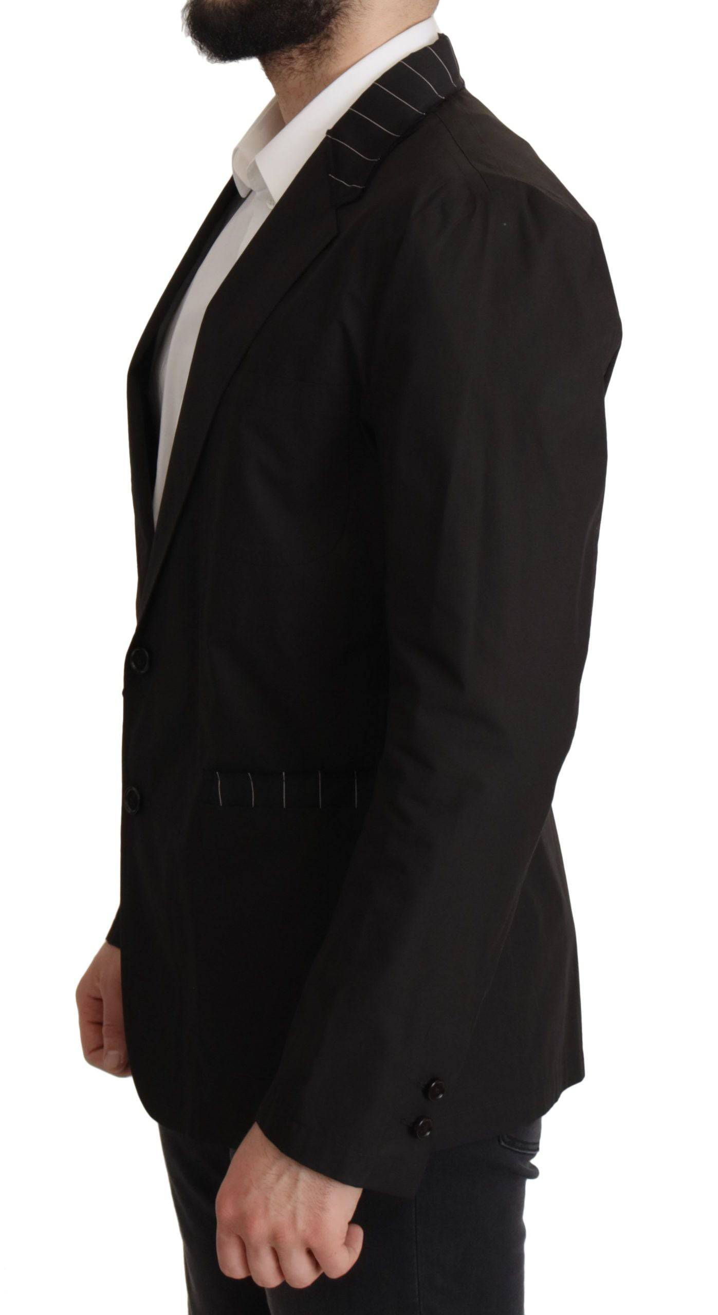 Veste blazer noire en coton à une boutonnière de Dolce & Gabbana, coupe élégante et style classique.
