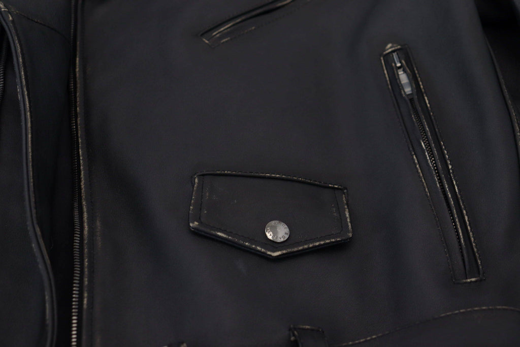 Veste en cuir noir pour biker de Dolce & Gabbana avec fermeture éclair, style tendance et détails élégants.