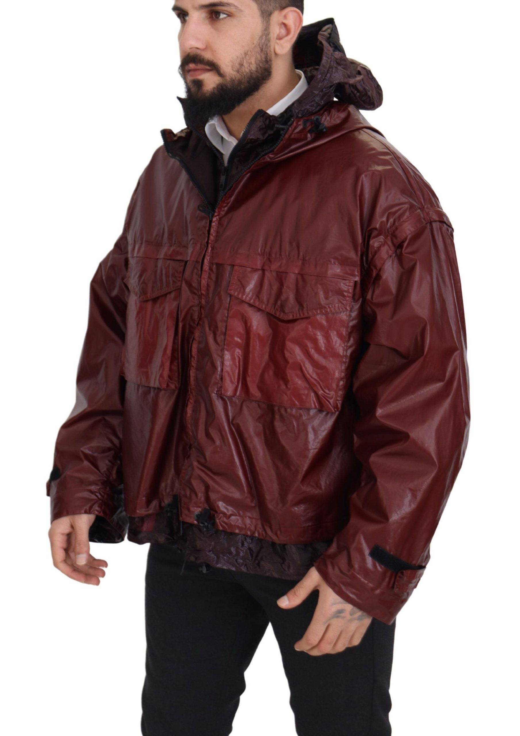 Veste en coton bordeaux à capuche Dolce & Gabbana avec zip intégral, style décontracté et moderne.