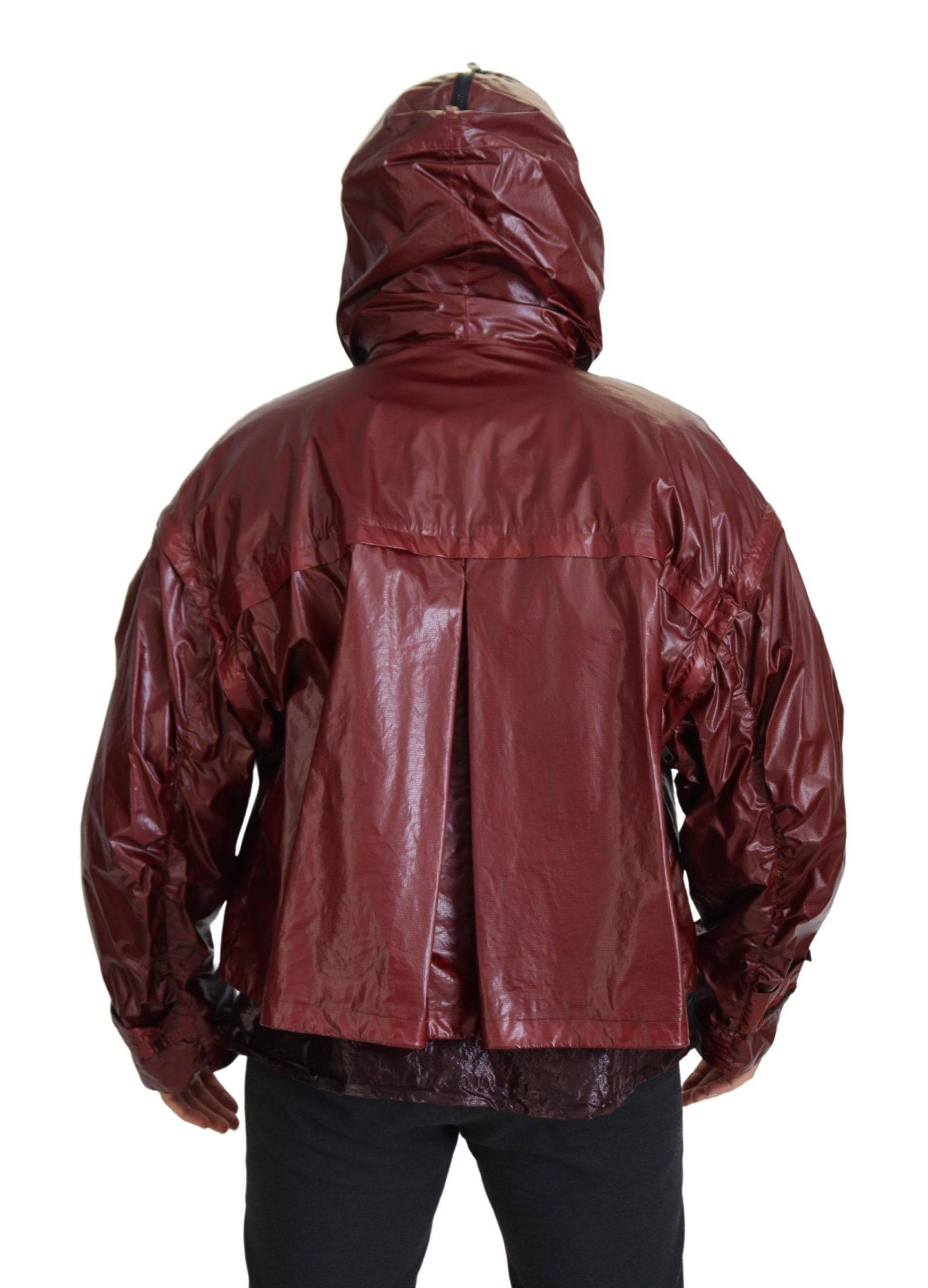 Veste à capuche en coton bordeaux Dolce & Gabbana avec fermeture éclair intégrale, mode décontractée et élégante.