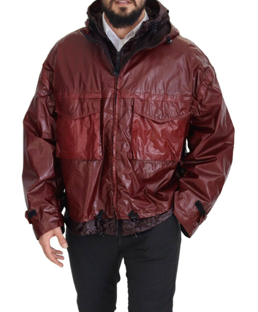 Veste zippée en coton bordeaux avec capuche Dolce & Gabbana, style décontracté pour homme.