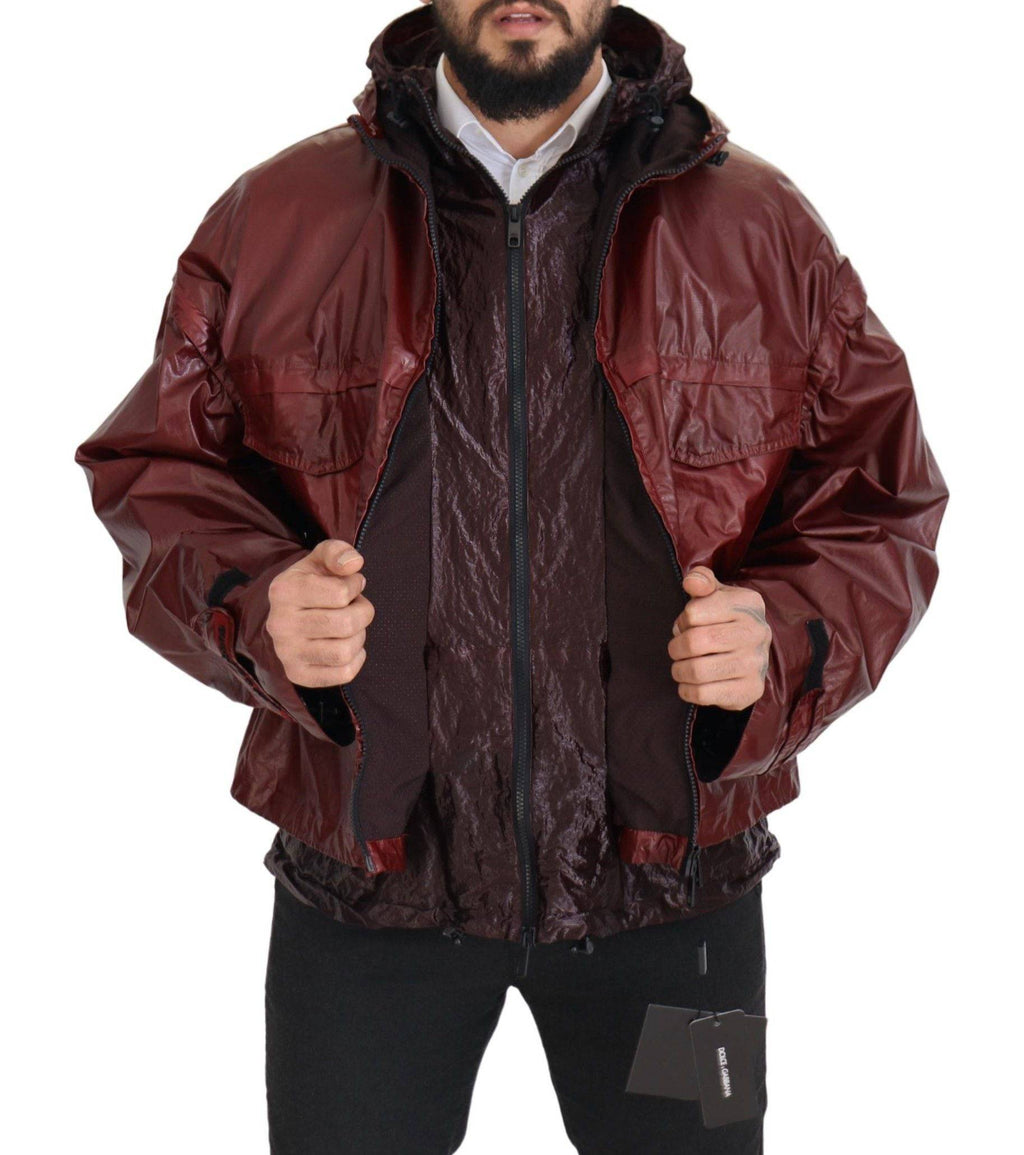 Veste en coton Bordeaux Dolce & Gabbana à capuche avec fermeture éclair complète, style décontracté et élégant.