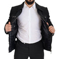 Veste en laine noire Dolce & Gabbana avec col et fermeture éclair complète, style élégant et moderne.