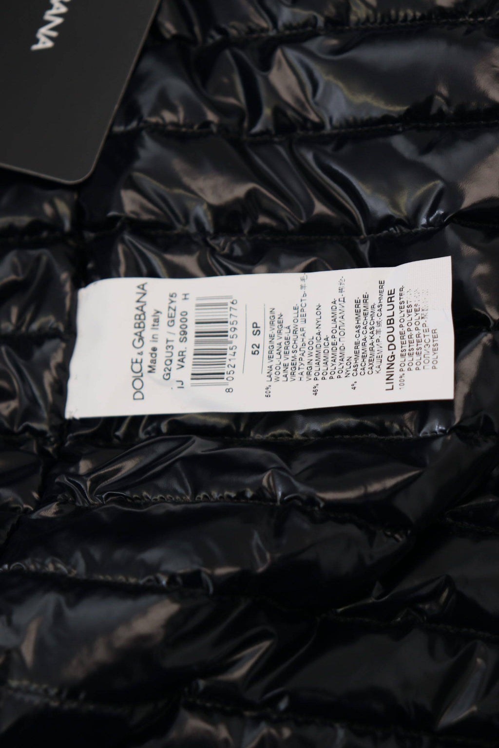 Veste zippée en laine noire avec col Dolce & Gabbana, style élégant et chaud, vue de face.