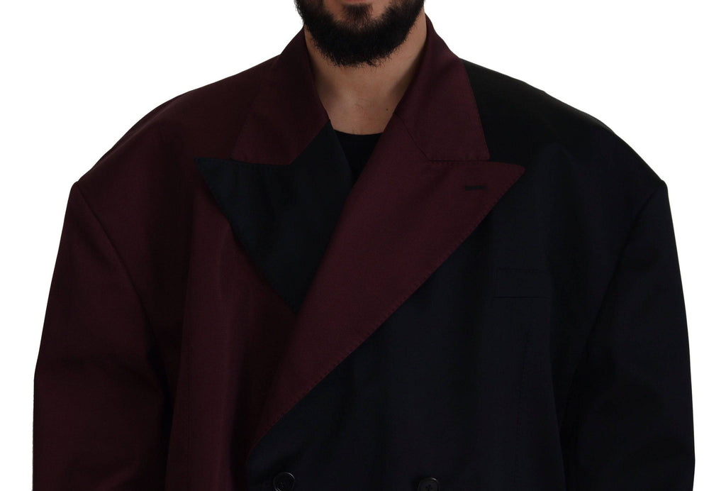 Veste en polyester bordeaux à double boutonnage de Dolce & Gabbana, style élégant et moderne.