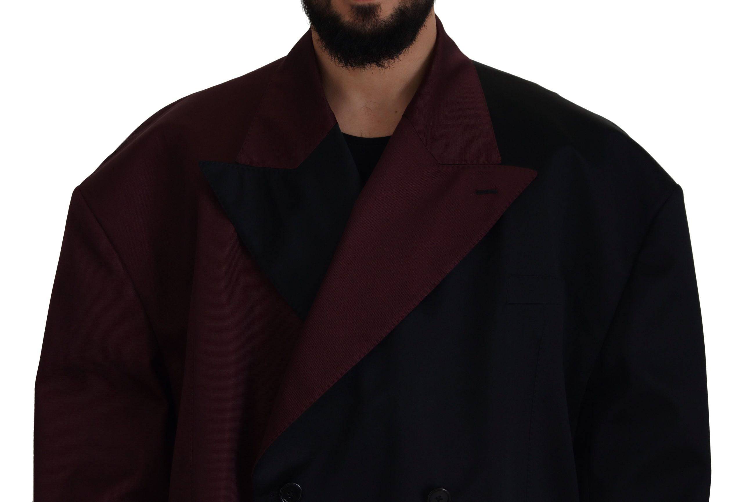 Veste en polyester bordeaux à double boutonnage de Dolce & Gabbana, style élégant et moderne.