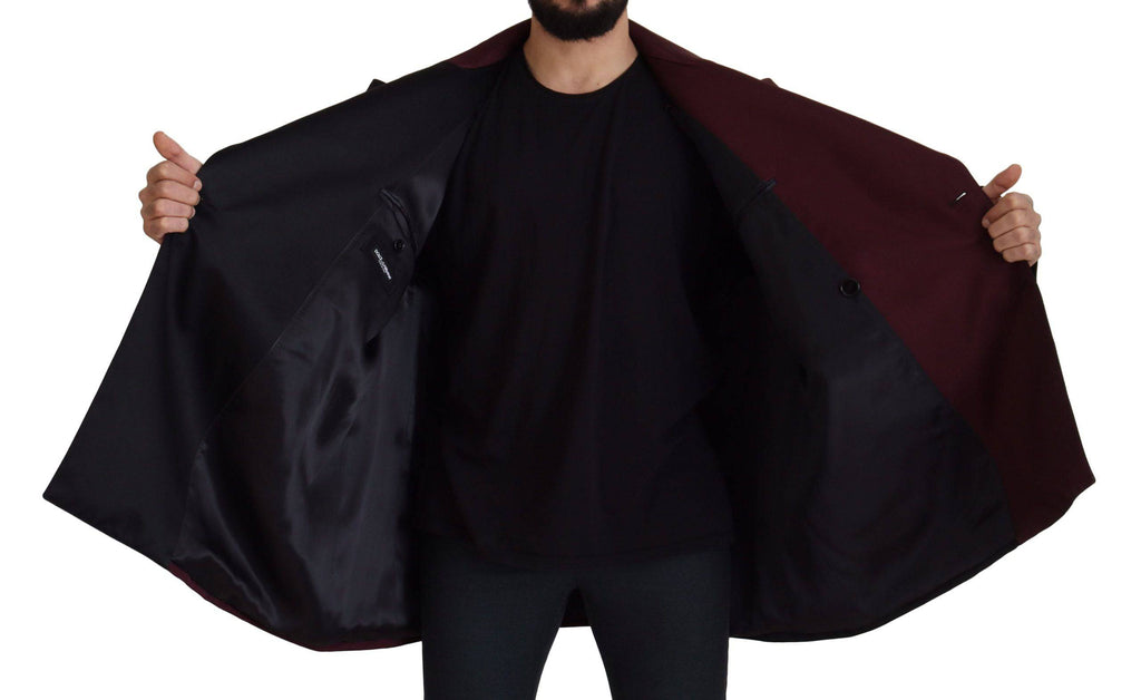 Veste en polyester bordeaux à double boutonnage de Dolce & Gabbana, style élégant et moderne pour homme.