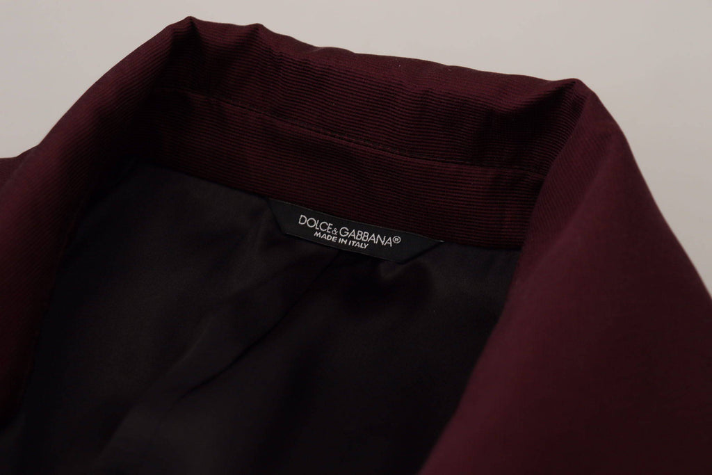 Veste en polyester rouge Bordeaux Dolce & Gabbana à double boutonnage, style élégant et moderne.