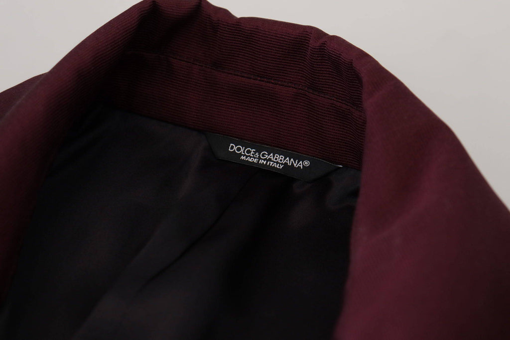 Veste en polyester bordeaux à double boutonnage de Dolce & Gabbana, style élégante et moderne pour homme.