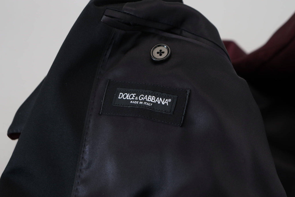 Veste en polyester bordeaux à double boutonnage Dolce & Gabbana, style élégant et sophistiqué.