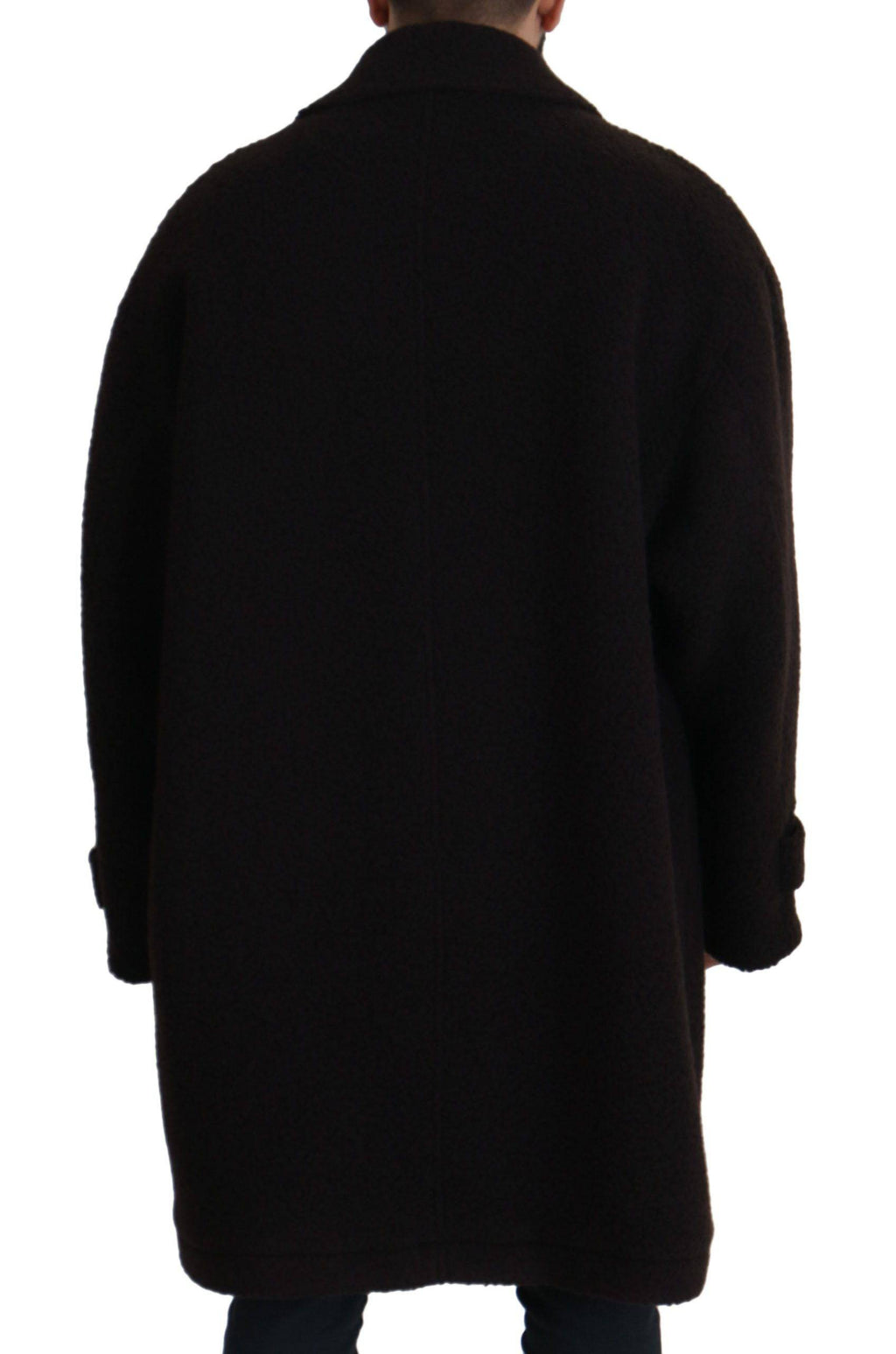 Manteau trench noir en alpaga de Dolce & Gabbana avec boutons, veste élégante et chaude pour femme.
