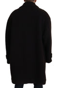 Manteau trench noir en alpaga de Dolce & Gabbana avec boutons, veste élégante et chaude pour femme.