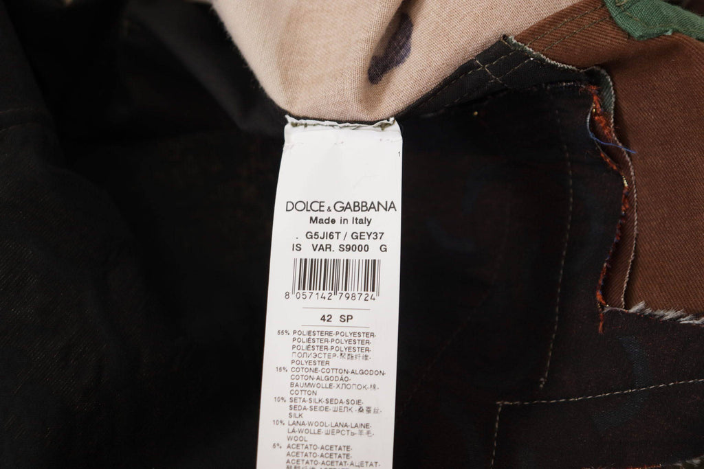 Chemise Dolce & Gabbana à boutons multicolores et patchwork, vue de face, en tissu élégant.