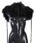 Dolce & Gabbana Black Fox Fur Shoulder Wrap Cover Collar Scarf