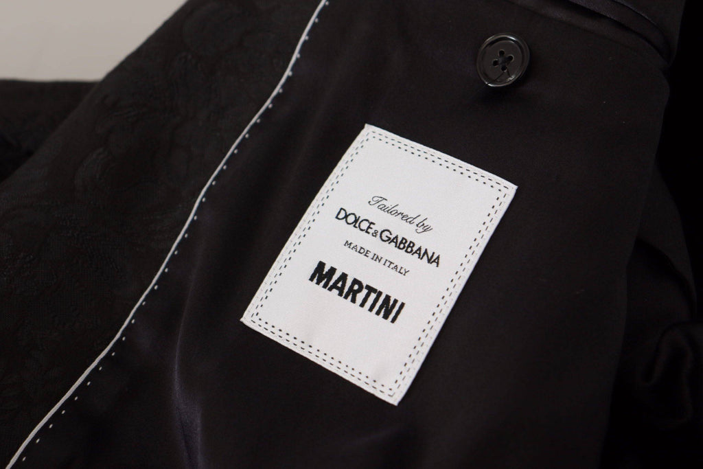 Costume formel deux pièces noir en polyester Dolce & Gabbana Martini, veste et pantalon élégants pour homme.