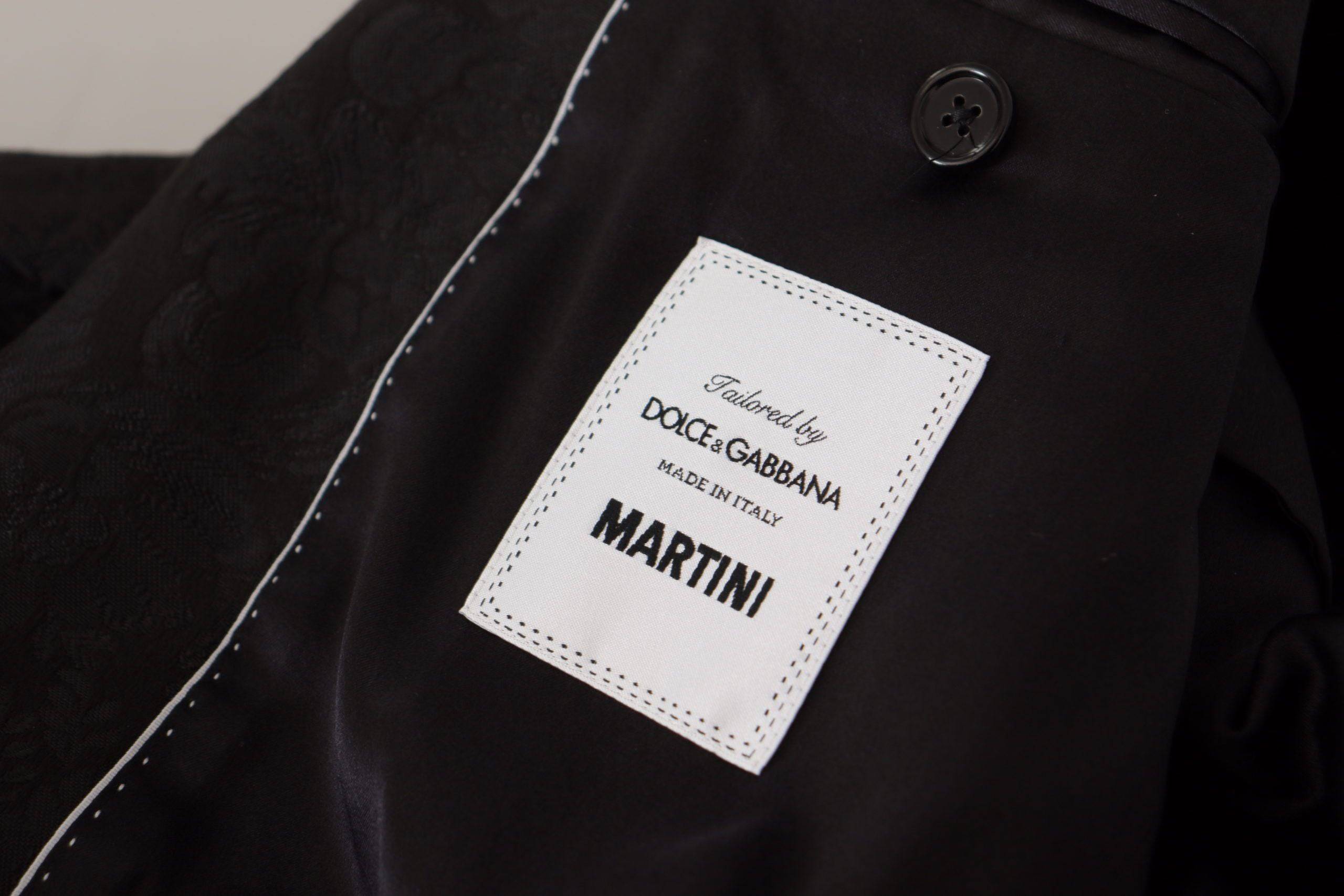 Costume formel deux pièces noir en polyester Dolce & Gabbana Martini, veste et pantalon élégants pour homme.