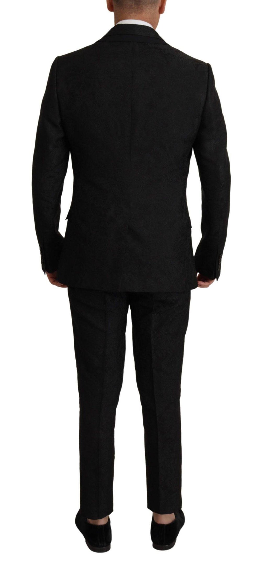 Costume formel deux pièces en polyester noir Dolce & Gabbana Martini, veste et pantalon élégants pour occasion spéciale.