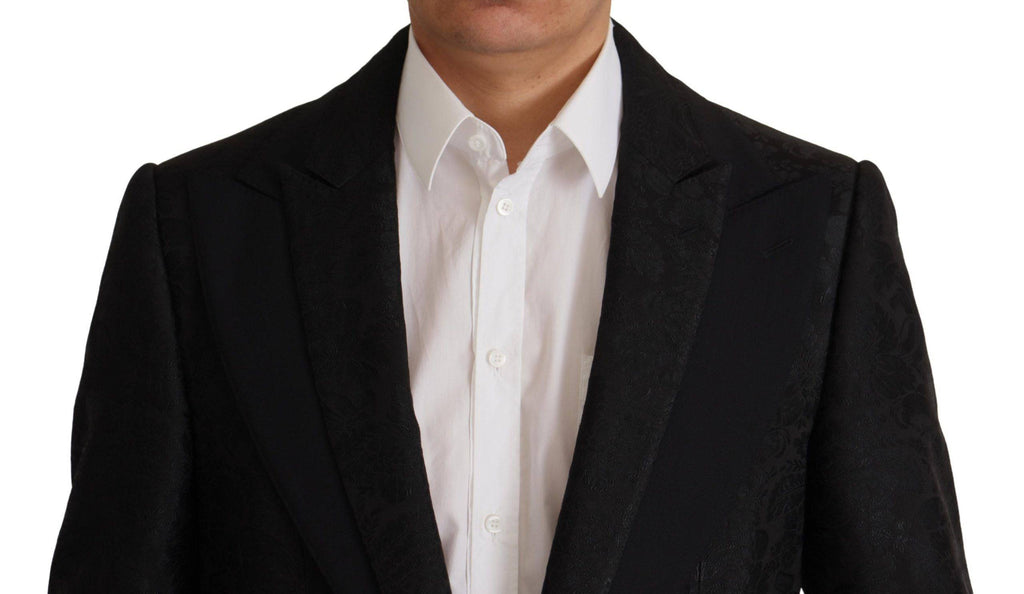 Costume formel deux pièces en polyester noir Dolce & Gabbana Martini, veste et pantalon élégants pour occasions spéciales.
